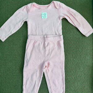 Girl's 6-9M Pink Striped Daddy's Girl Set Top and Bottom Simple Joys by Carter's